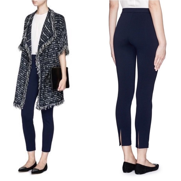 St John Caviar Alexa Milano Knit Ankle Pants Black Vented Ankle Slim Cigarette 6 - Picture 4 of 16